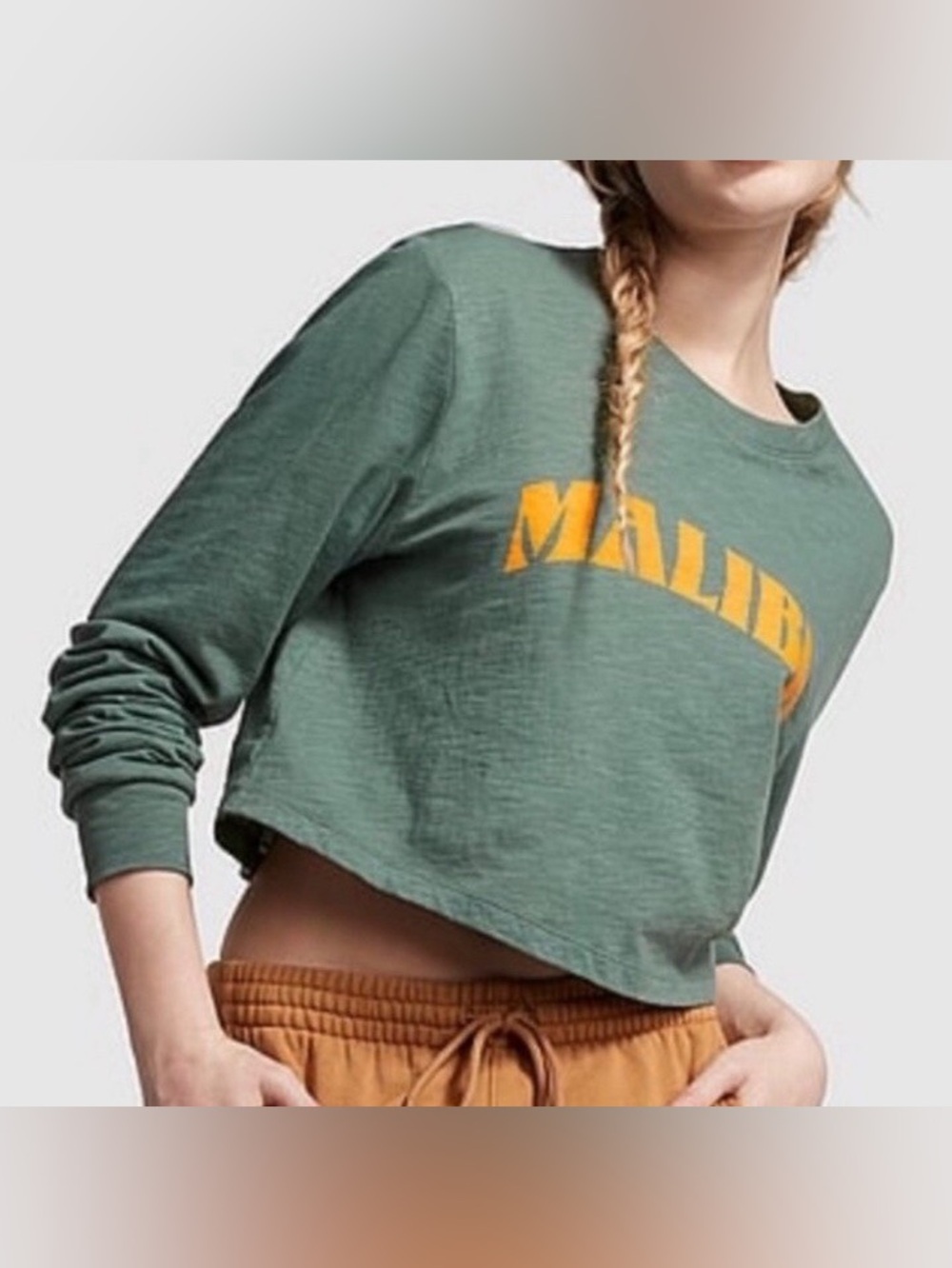 Victoria's Secret Green Crop Top with Yellow Print